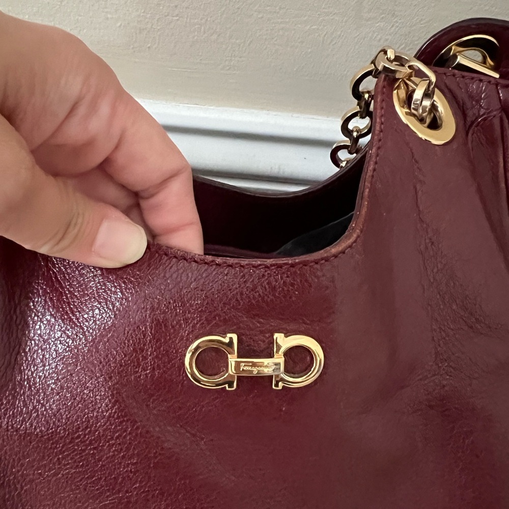 Ferragamo Maroon Leather Bag